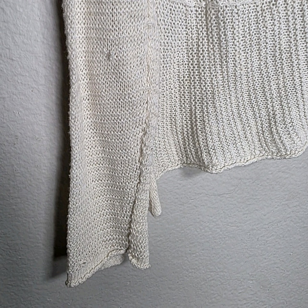 PrAna Womens XL Cream Open Knit Pullover Sweater Top Assymetrical Hem - Picture 7 of 9